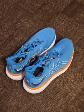 BWT ASICS GEL Nimbus 25 Men's Blue and Orange Running Shoes Size 12